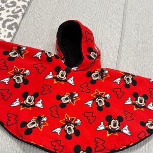 Red Mickey Mouse Fleece Hooded Poncho